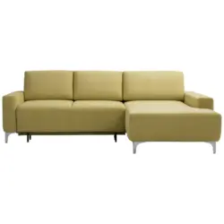 Ecksofa in Chenille Hellgr&uuml;n