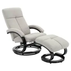 Relaxsesselset in Holz, Textil Hellgrau