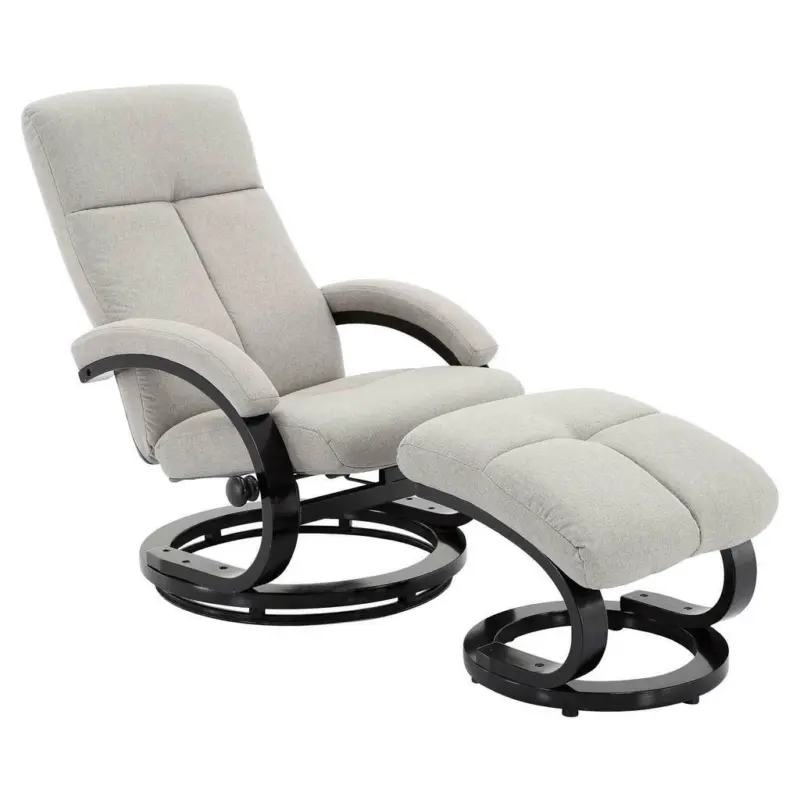 Relaxsesselset in Holz, Textil Hellgrau