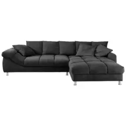 Ecksofa in Webstoff Schwarz