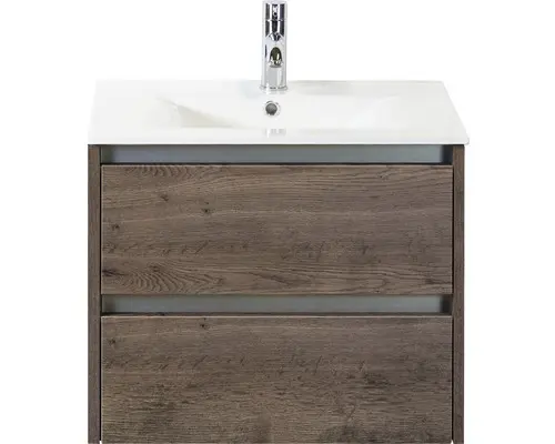 Waschbeckenunterschrank Sanox Dante Keramik 52x61x46 cm mit Keramikwaschbecken Tabacco