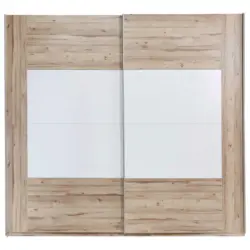 Schwebetürenschrank in Weiß, Eichefarben