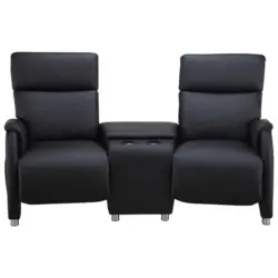 Heimkino-Sofa in Lederlook Schwarz