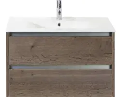 Waschbeckenunterschrank Sanox Dante Keramik 52x81x46 cm mit Keramikwaschbecken Tabacco