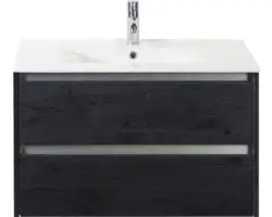 Waschbeckenunterschrank Sanox Dante Keramik 52x81x46 cm mit Keramikwaschbecken Black Oak