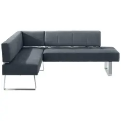 Eckbank 165/227 cm in Grau, Edelstahlfarben