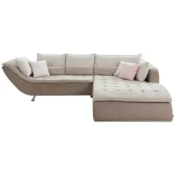 Ecksofa in Webstoff Taupe, Beige