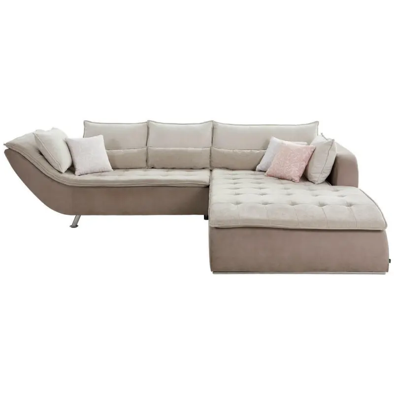 Ecksofa in Webstoff Taupe, Beige