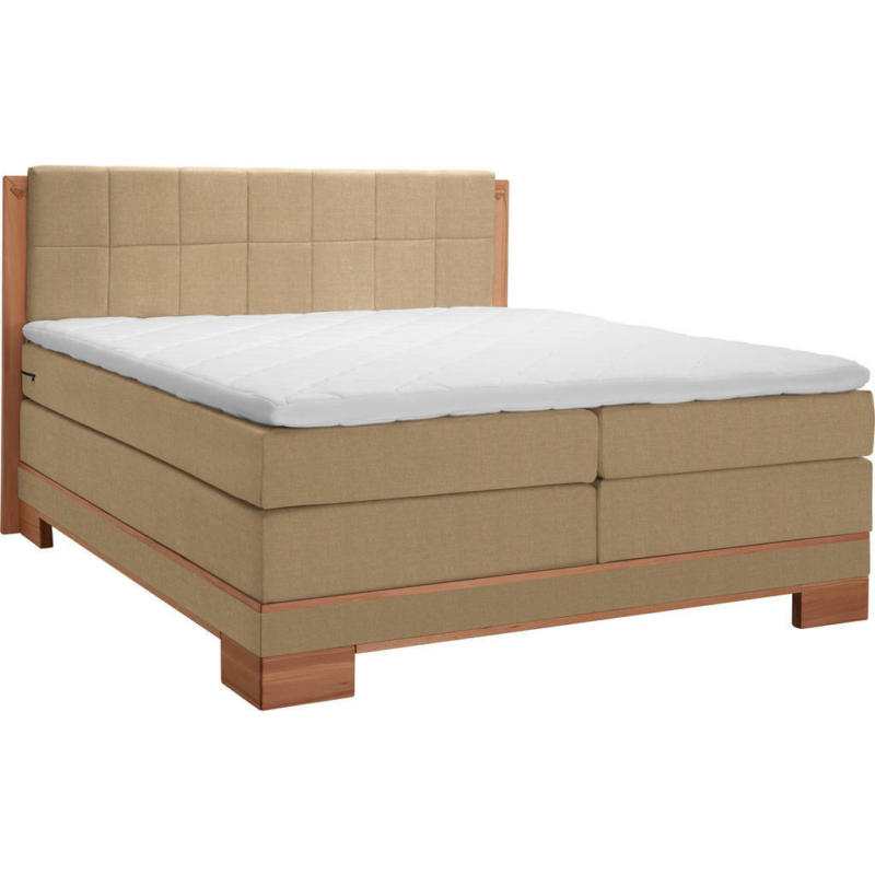 Boxspringbett 180/200 cm in Buchefarben, Hellbraun