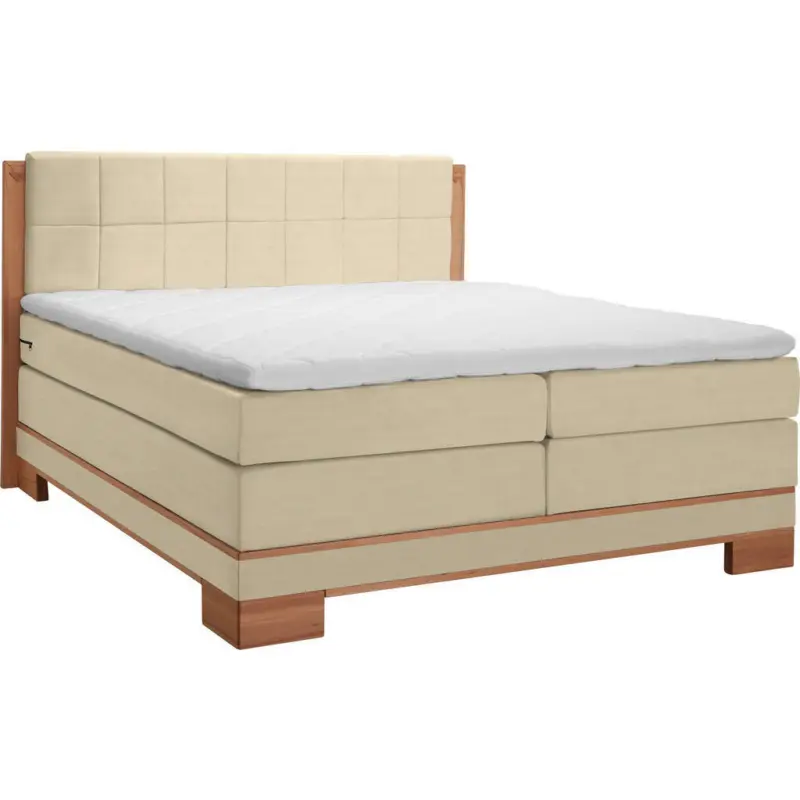 Boxspringbett 200/200 cm in Buchefarben, Beige