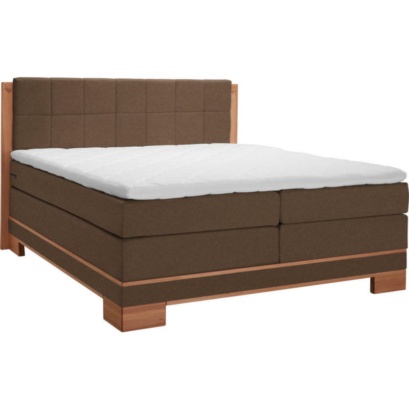 Boxspringbett 180/200 cm in Braun, Buchefarben