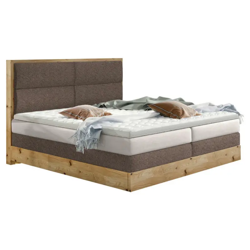 Boxspringbett 140/200 cm in Braun, Eichefarben, Beige