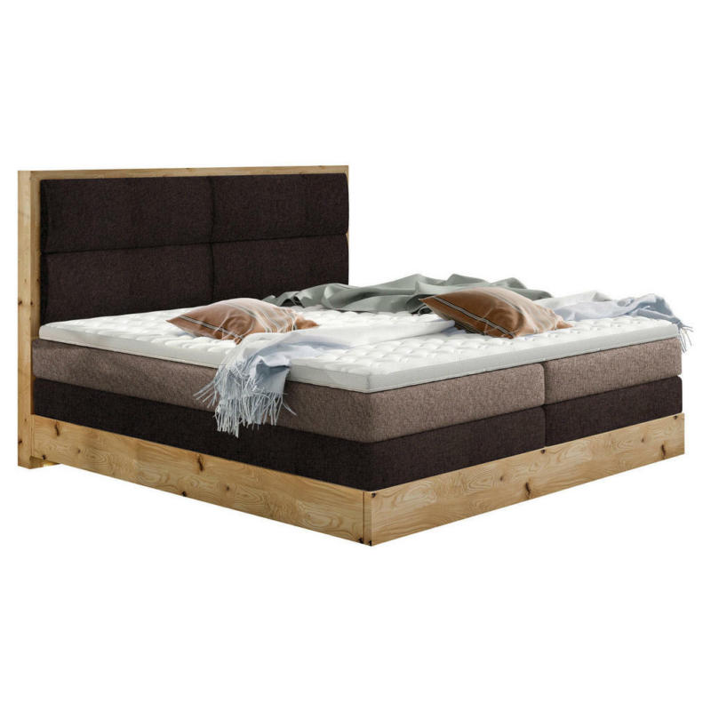 Boxspringbett 140/200 cm in Braun, Eichefarben, Dunkelbraun