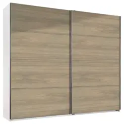 Schwebetürenschrank in Weiß, Eichefarben