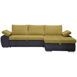 Ecksofa in Flachgewebe Gelb, Dunkelgrau