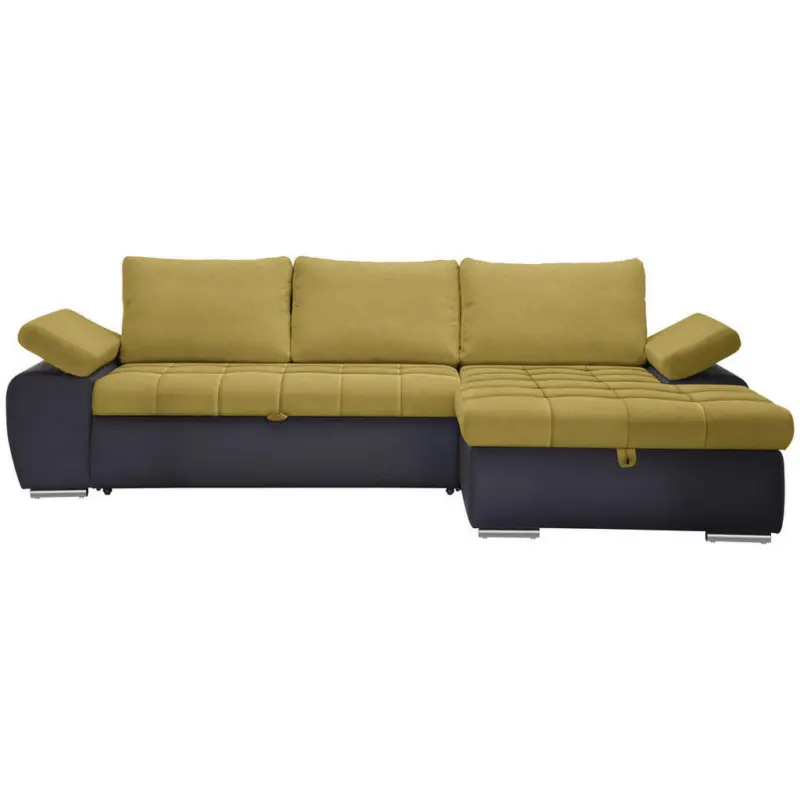 Ecksofa in Flachgewebe Gelb, Dunkelgrau