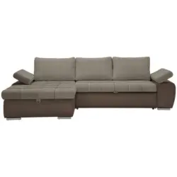 Ecksofa in Flachgewebe Schlammfarben, Beige
