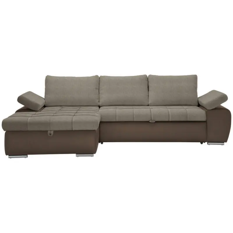 Ecksofa in Flachgewebe Schlammfarben, Beige
