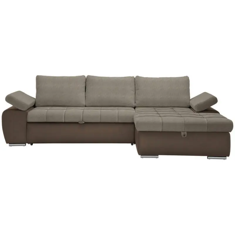 Ecksofa in Flachgewebe Schlammfarben, Beige