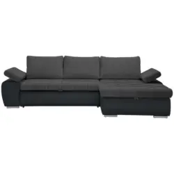 Ecksofa in Flachgewebe Anthrazit, Dunkelgrau