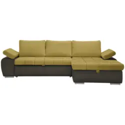 Ecksofa in Flachgewebe Gelb, Grau