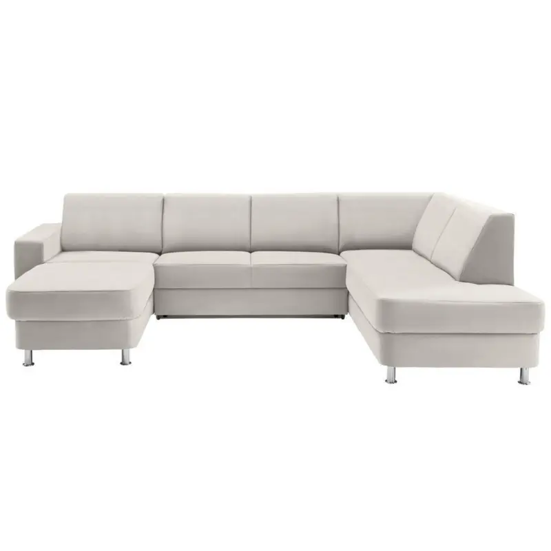 Wohnlandschaft in Chenille Creme, Weiß