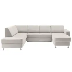 Wohnlandschaft in Chenille Creme, Weiß