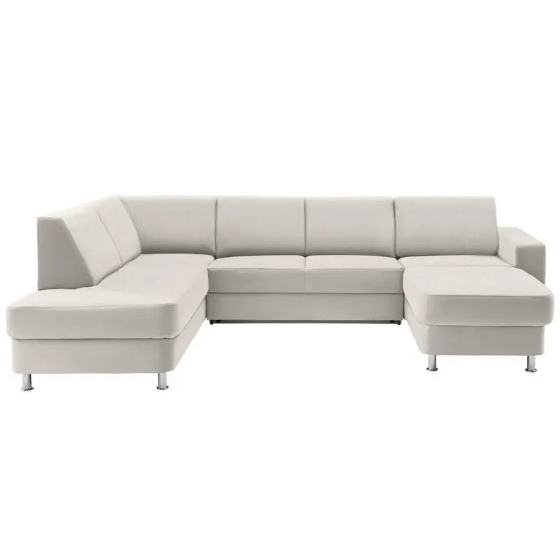 Wohnlandschaft in Chenille Creme, Weiß