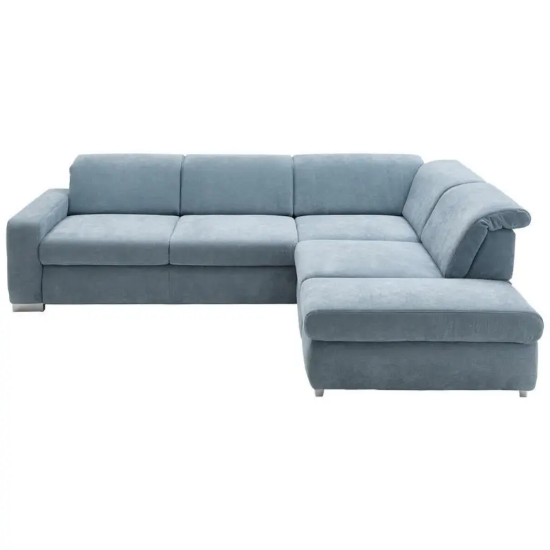 Ecksofa in Flachgewebe Hellblau