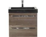 Hornbach Waschbeckenunterschrank Sanox Seville Naturstein 58x61x45,5 cm mit Natursteinwaschbecken Tabacco