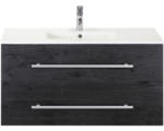 Hornbach Waschbeckenunterschrank Sanox Stretto Keramik 101x51,8x39 cm mit Keramikwaschbecken black oak