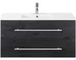 Hornbach Waschbeckenunterschrank Sanox Stretto Keramik 101x51,8x39 cm mit Keramikwaschbecken black oak