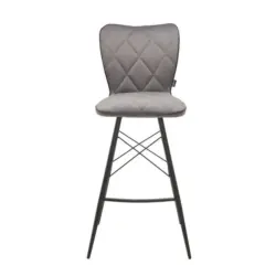 Barhocker in Metall, Textil Grau, Schwarz