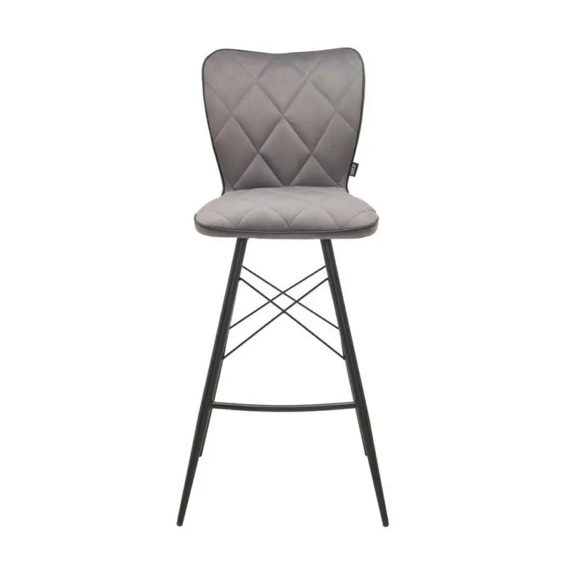 Barhocker in Metall, Textil Grau, Schwarz