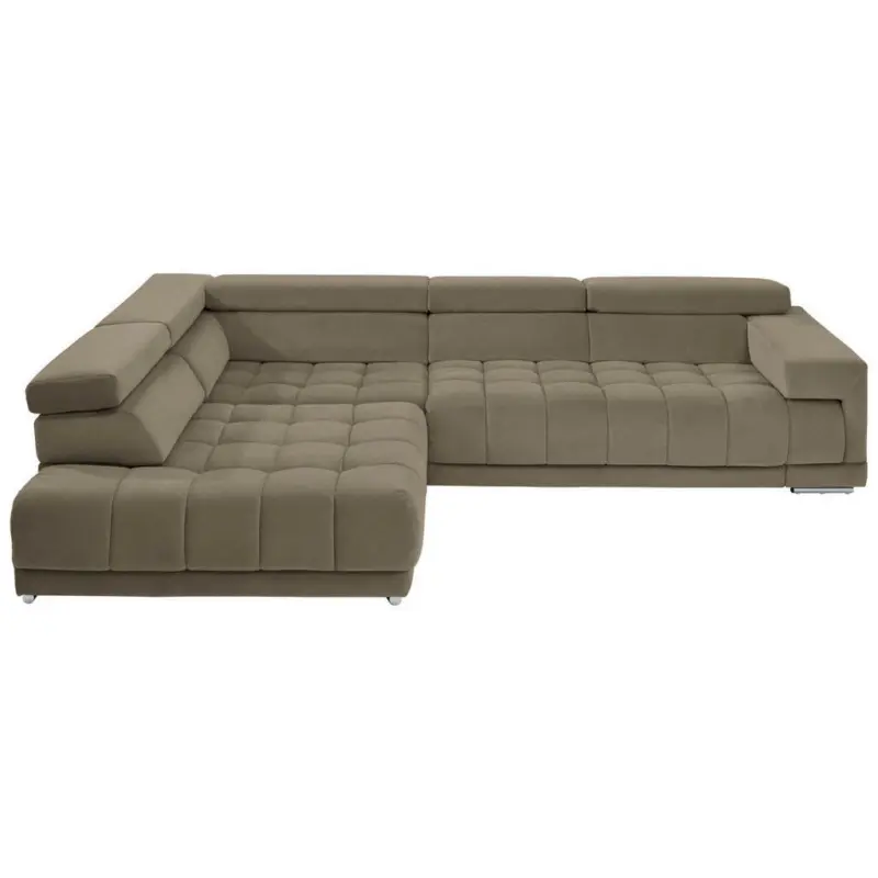 Ecksofa in Mikrofaser Grau, Greige