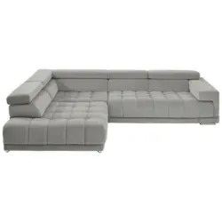 Ecksofa in Mikrofaser Silberfarben, Hellgrau
