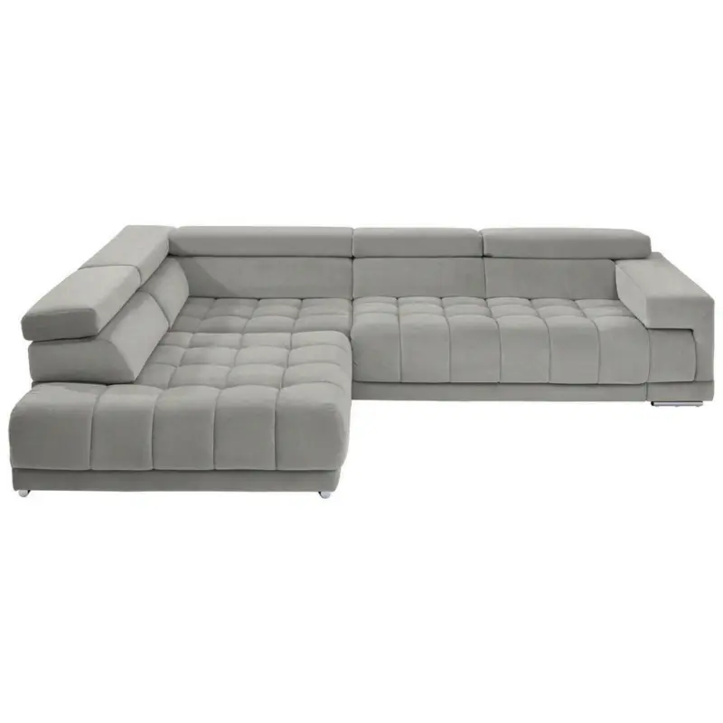 Ecksofa in Mikrofaser Silberfarben, Hellgrau