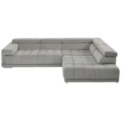 Ecksofa in Mikrofaser Silberfarben, Hellgrau