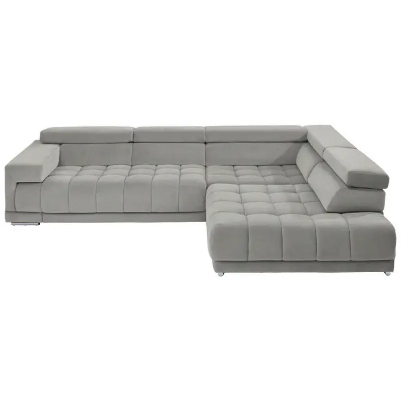 Ecksofa in Mikrofaser Silberfarben, Hellgrau