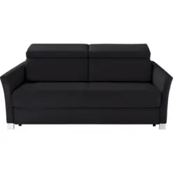 Schlafsofa in Echtleder Schwarz