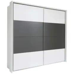 Schiebetürenschrank in Weiß, Dunkelgrau