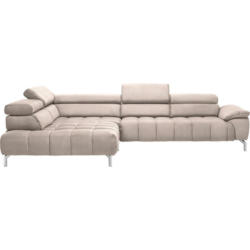 Ecksofa in Chenille Creme, Naturfarben