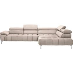 Ecksofa in Chenille Creme, Naturfarben