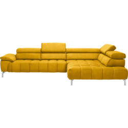 Ecksofa in Chenille Gelb, Currygelb