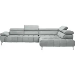 Ecksofa in Chenille Hellblau