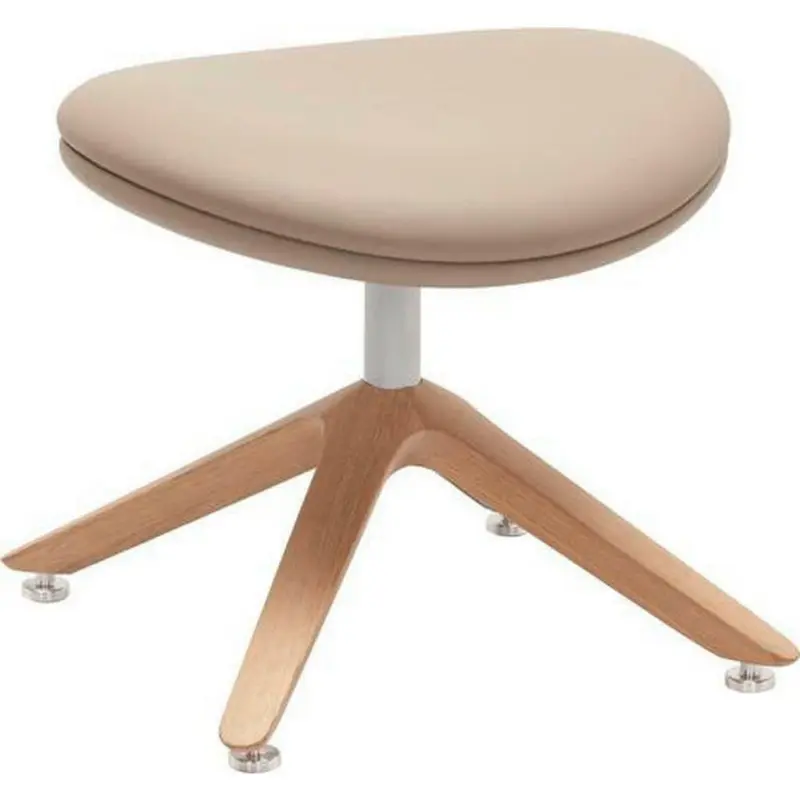 Hocker in Holz, Leder Eichefarben, Cappuccino
