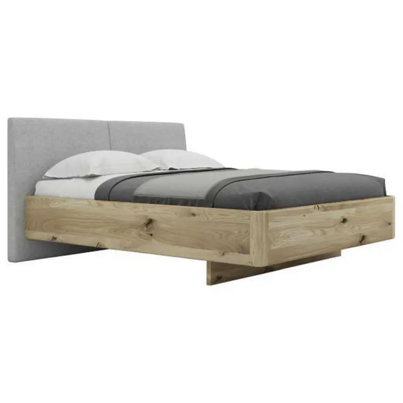 Bett 160/200 cm in Grau, Eichefarben