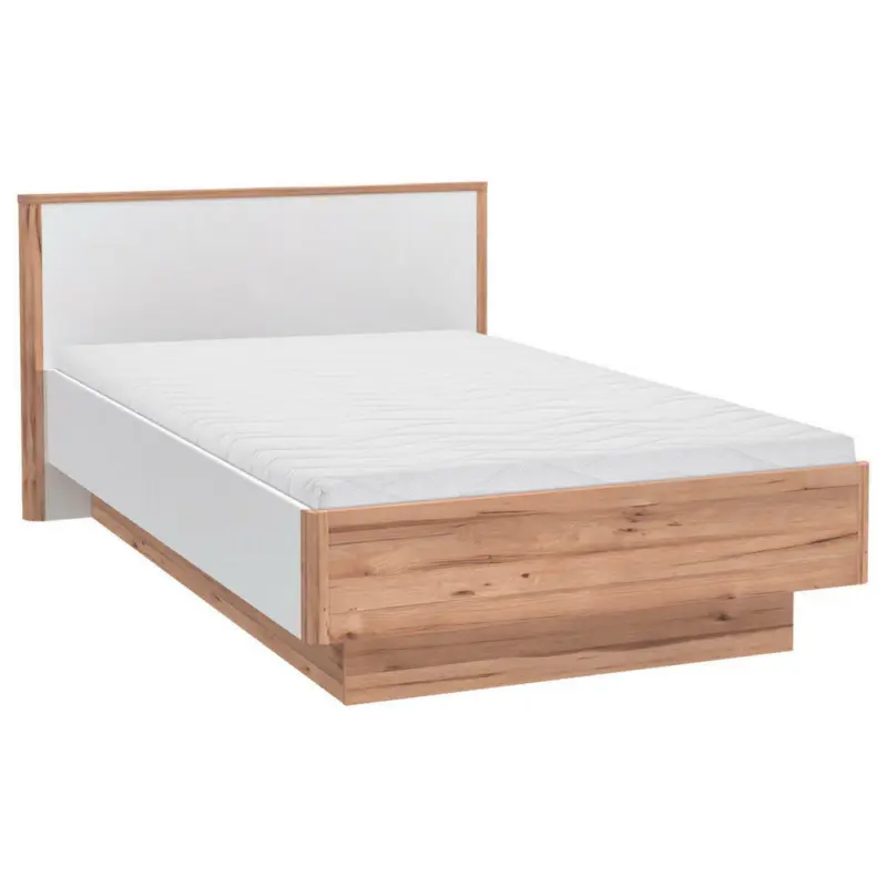 Bett 120/200 cm in Weiß, Eichefarben