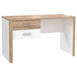 Schreibtisch 125/60/73,8 cm in Weiß, Eichefarben