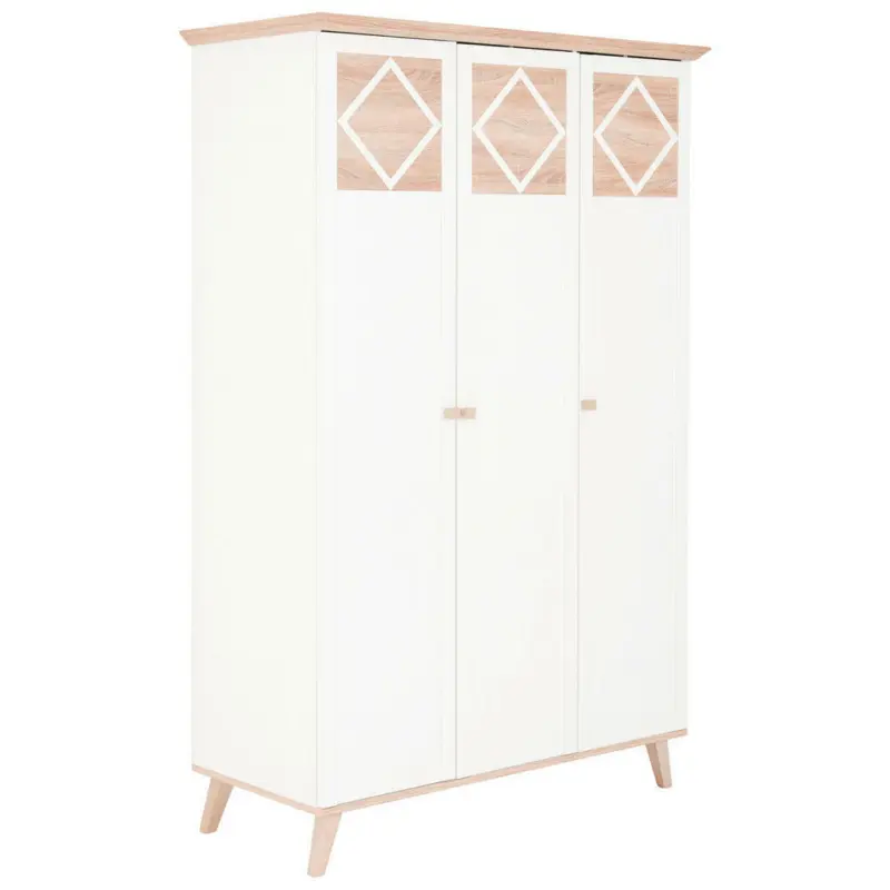 Drehtürenschrank in Weiß, Eichefarben